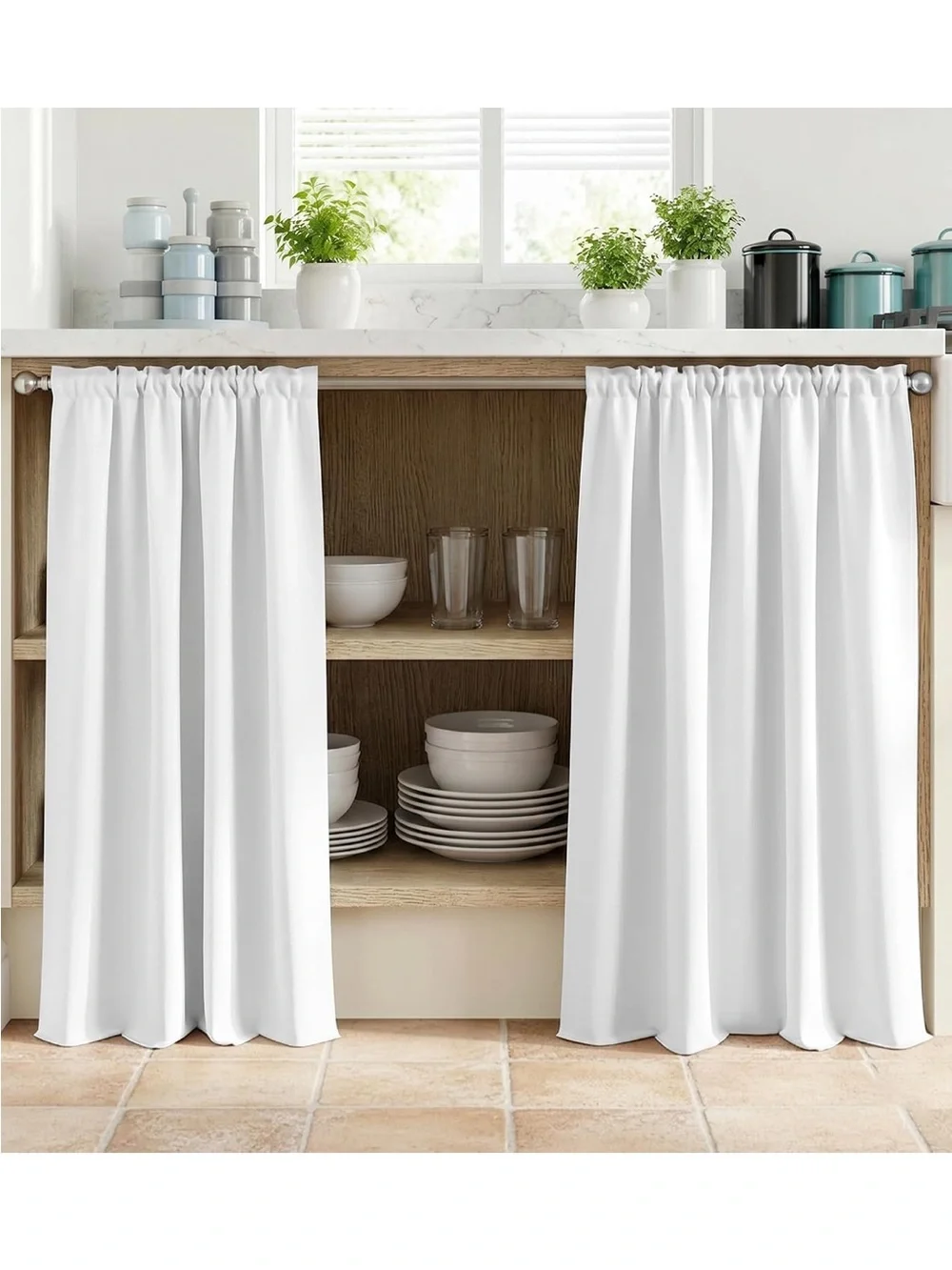 Classic White Café Curtains - set of 12 panels